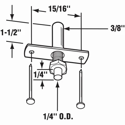 Bi-Fold Closet Door Bottom Mount Pivot, Nail Down Style, 1/4 In. Steel Pivot, 2-Pk.