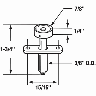 Bi-Fold Closet Top Roller Guide, Nail Down Style, 7/8 In., 2-Pk.