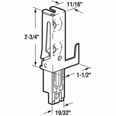 Panel Wardrobe Door Guide, Fits Acme, Stanley Doors, 1-1/2 In. Stamped Steel Housing, Nylon Guide-Insert, 2-Pk.