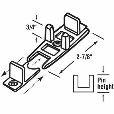3-Pc. Bypass Sliding Closet Door Guide, 3/4 In. High, Adjustable Nylon, 2-Pk.