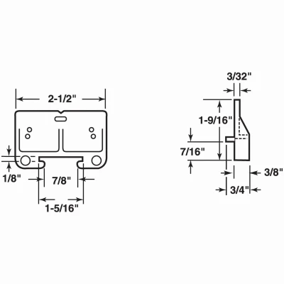 Drawer Guide Kit, White, 1/8 In. x 1-5/16 In., 2-Pk.