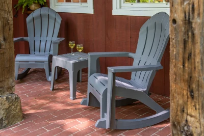 Big Easy Westport Gray Resin Adirondack Rocking Chair with Ergonomic Design