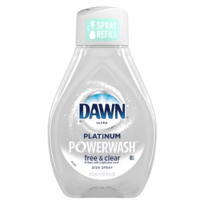 Ultra Free & Clear Powerwash Dish Spray Soap, Pear Scent, 16-oz. Refill