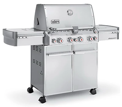 Summit S-470 4-Burner LP Gas Grill + Sear, Side Burner & Rotisserie, 48,800 BTUs, Stainless Steel