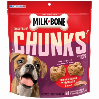 Chock Full of Chunks Dog Treats, Beef and Bacon Flavor, 32-oz.