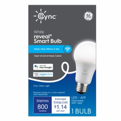 Cync Reveal White Led Smart Light Bulb, A19 Medium Base, 800 Lumens, 9.5 Watt