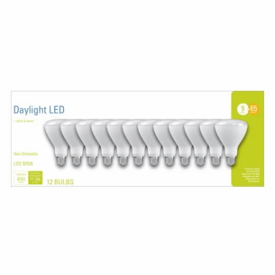 LED Soft White Light Bulbs, BR30 Base, 5000K, 650 Lumens, 9 Watt, 12-Pk.