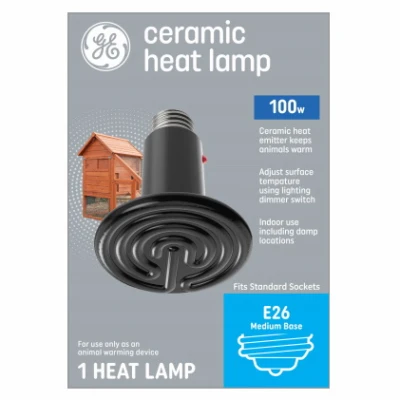 Ceramic Animal Warming Heat Lamp, Medium Base, 100 Watt