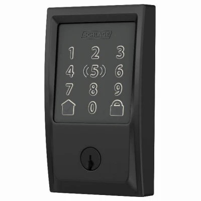 Encode Plus Smart WiFi Deadbolt Lock with Century Trim in Matte Black Finish