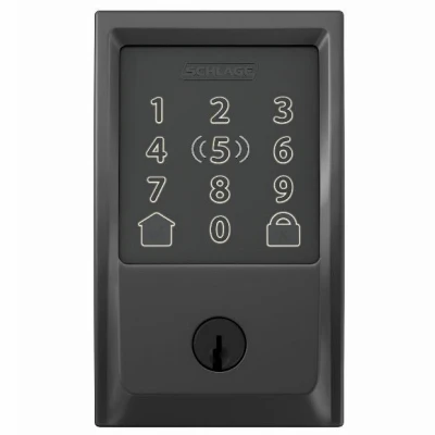 Encode Plus Smart WiFi Deadbolt Lock with Century Trim in Matte Black Finish