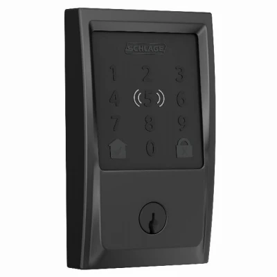 Encode Plus Smart WiFi Deadbolt Lock with Century Trim in Matte Black Finish