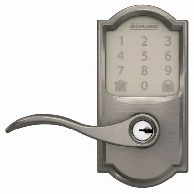 Encode Smart Wi-Fi Entry Door Lock, Camelot Lever, Satin Nickel