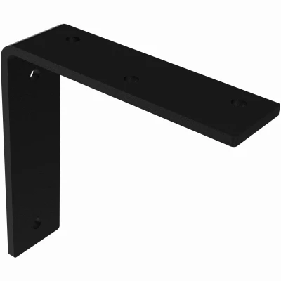 L Style Shelf Bracket, 7-inch Steel, Black Powder Coat Finish