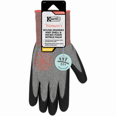 Women's Large Nylon Gloves in Heather Gray Color