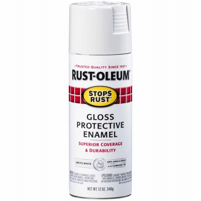 Stops Rust Protective Enamel Spray Paint, Gloss Arctic White, 12-oz.