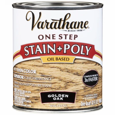 Stain & Polyurethane, Oil-Based, Semi Gloss Golden Oak, 1-Qt.