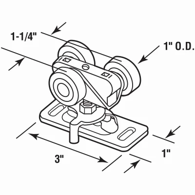 Bi-Fold Door Roller with 1 Inch Flat Nylon Wheel for Smooth Operation