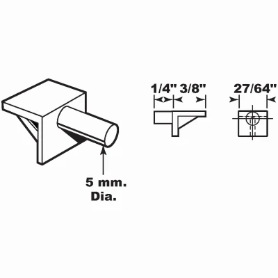 25-Lb. Shelf Support Pegs, White Plastic, 1/4 In., 8-Pk.