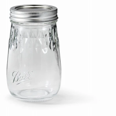 Fluted Mason Canning Jars with Lids, 16 oz., 4-Pk.