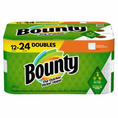 Paper Towels, White, 12 Double Rolls = 24 Regular Rolls, 12 Ct.