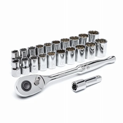 22-Pc. SAE/Metric Socket Set, 1/2 In. Drive