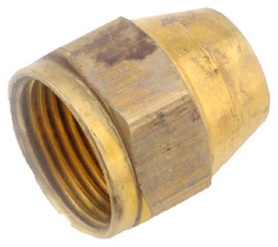 Brass Flare Space Heater Nut, 3/8 In. x 9/16-24 Fine Thread