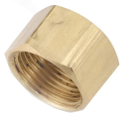 Brass Flare Space Heater Cap, 3/8 In. x 9/16-24 Fine Thread