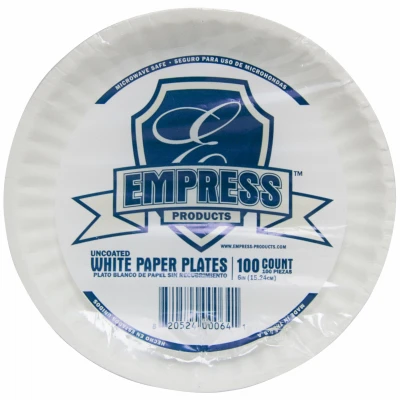 Uncoated White Paper Plates, 9-inch, 100 Count For Parties And Events