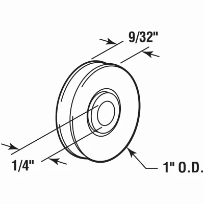 Sliding Screen Door Roller, Nylon, Center Grooved, 1 In. Diameter, 2-Pk.