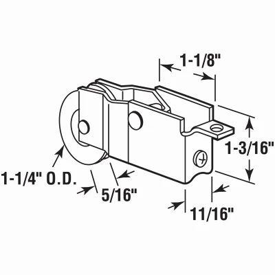 1 and 1 Quarter Inch Nylon Ball Bearing Sliding Door Roller Assembly
