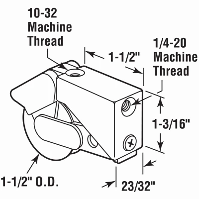 Sliding Door Roller Assembly, Fits Fleetwood and Fullview, Steel, 1-1/2 In.