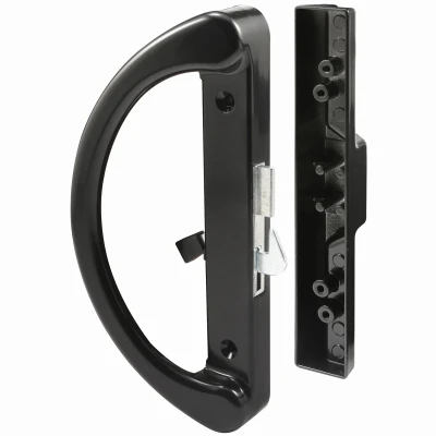 Hook Latch Sliding Patio Door Handle, Black Diecast
