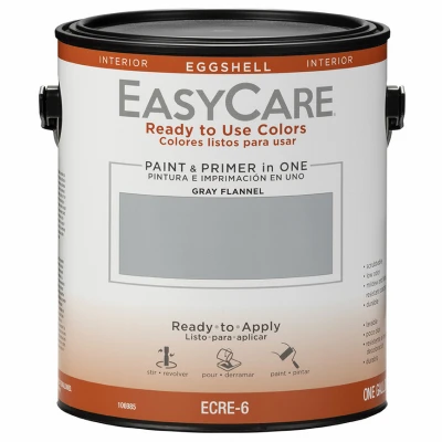 Ready To Use Interior Paint and Primer, Eggshell Finish, Acrylic Latex, Gray Flannel Color, 1 Gallon