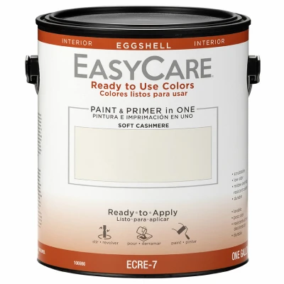 Ready To Use Interior Paint and Primer, Eggshell Finish, Acrylic Latex, Soft Cashmere Color, 1 Gallon