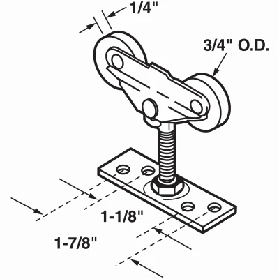 Top Mount Closet Door Tandem Roller Assembly