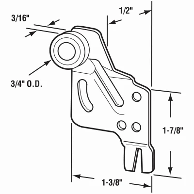 Closet Door Roller, Front, 1/2 In. Offset, 3/4 In. Nylon Wheel, Atlas