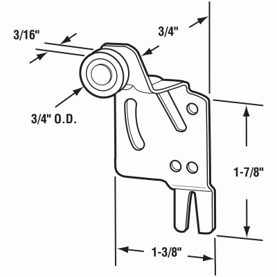 Closet Door Roller, Front, 3/4 In. Offset, 3/4 In. Nylon Wheel, Atlas, 2-Pk.