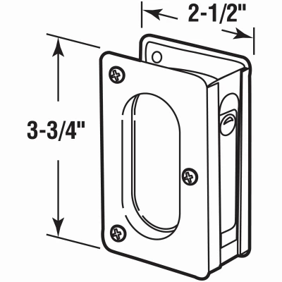 Pocket Door Passage Pull Handle, Polished Brass Finish, 3 and 3 Quarter Inches