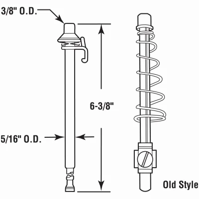 Bi-Fold Door Top Pivot Pin, Slimfold, 6-3/8 In.