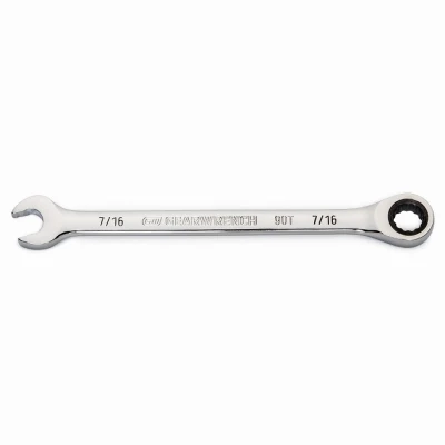 Combination Ratcheting Wrench, 90-Tooth, 12-Point, 7/16 In.