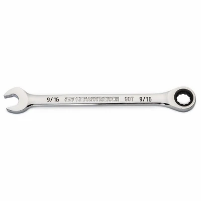 Combination Ratcheting Wrench, 90-Tooth, 12-Point, 9/16 In.