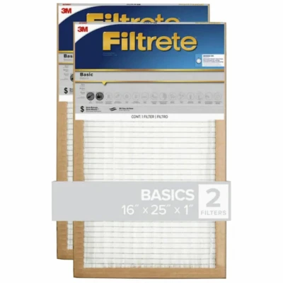 16x25 x 1 In. Flat Panel Air Filter, 2-Pk.