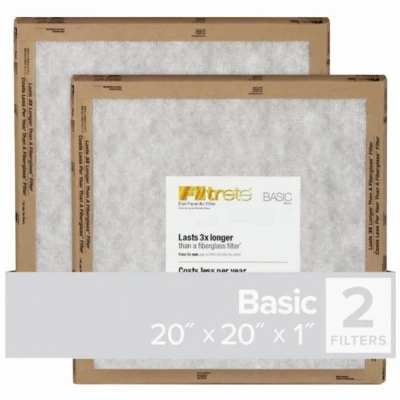 20x20 x 1 In. Flat Panel Air Filter, 2-Pk.