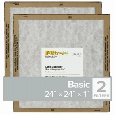 24x24 x 1 In. Flat Panel Air Filter, 2-Pk.