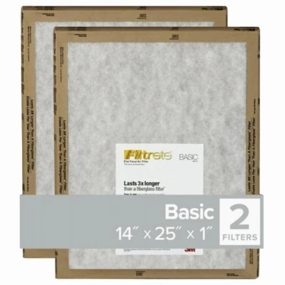 14x25 x 1 In. Flat Panel Air Filter, 2-Pk.
