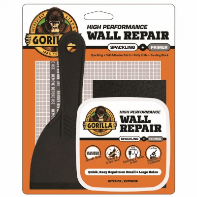 Wall Repair Kit, Spackling + Primer, Knife, Sanding Block