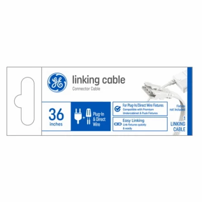 White Linking Connector Cable for Plug-In and Direct Wire Undercabinet Fixtures, 36 Inches