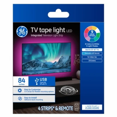 Led Tv Tape Light, Usb Plug In Strip With Remote, 9 Colors, 84 Inches Long