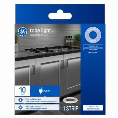 Led Tape Light Plug In Strip, Cool White, 10-ft., 25 Watt