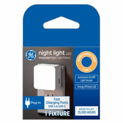 Led Night Light Square With 2 Usb Ports, 0.5 Watt, 2200k Color Temperature